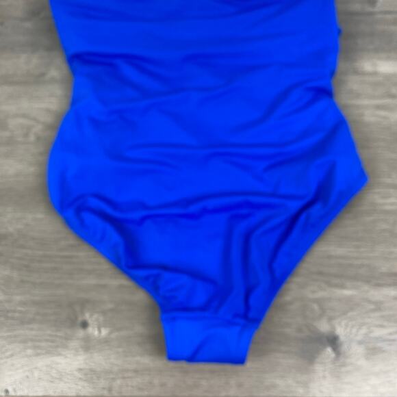 Swimsuits For All Blue Ruched Neck Tie One Piece Swimsuit Sz.14 NWT - Picture 9 of 12